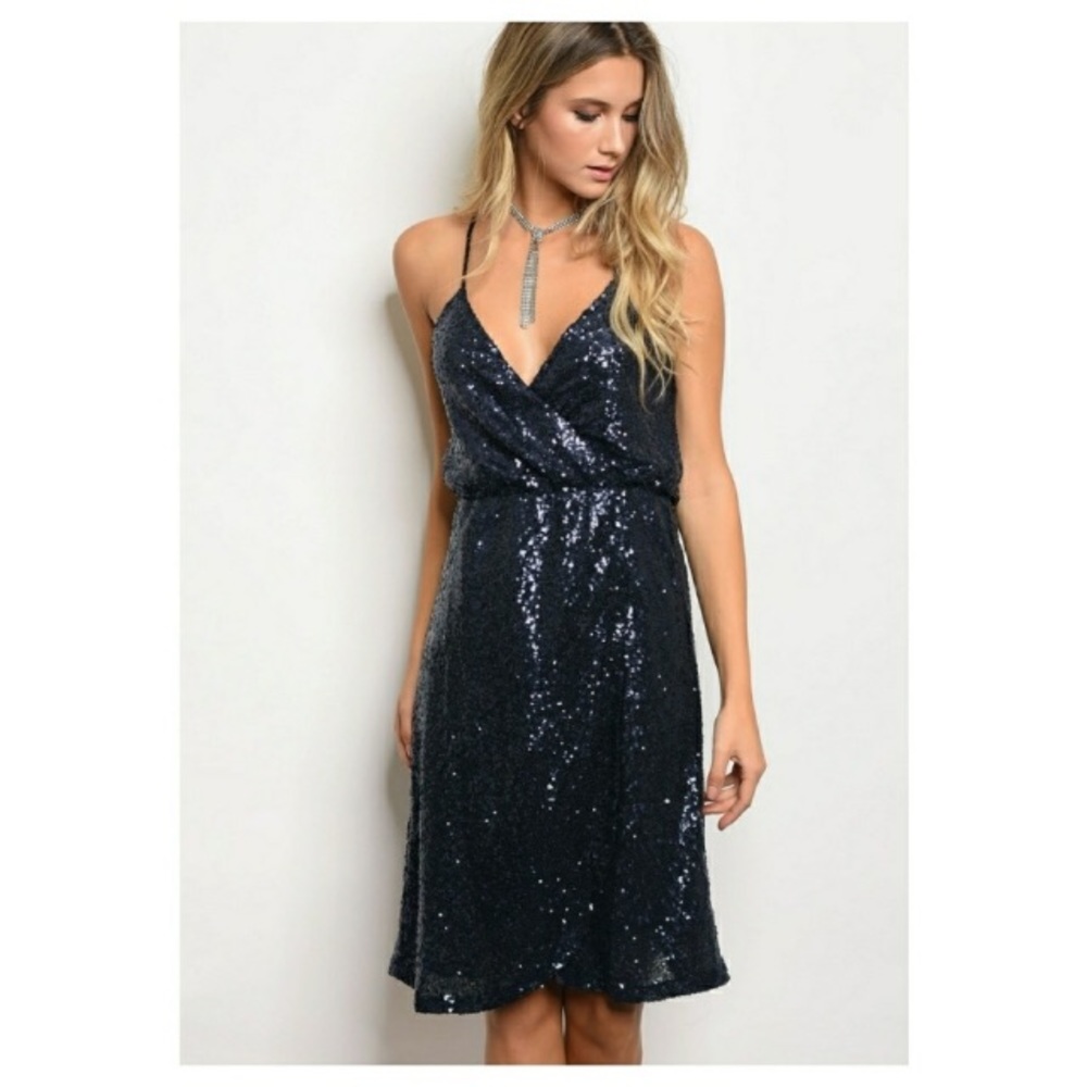 Navy sequin sparkle dress